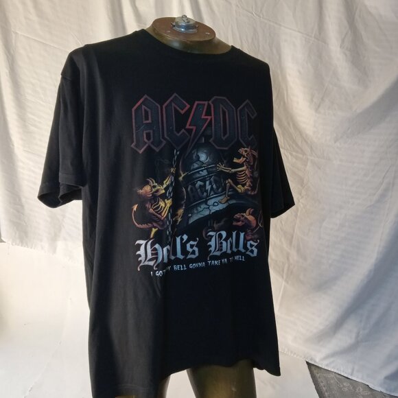 AC/DC Hells Bells Bell Graphic Logo Men's Size 3XL Black Cotton T-Shirt - Picture 2 of 11